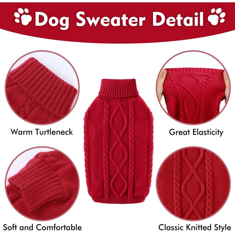 Suéter de invierno para perros, ropa para cachorros, suéter cálido de lana para gatos, abrigos para perros de cuello alto, suéter clásico de punto, Navidad, vacaciones, mascota A