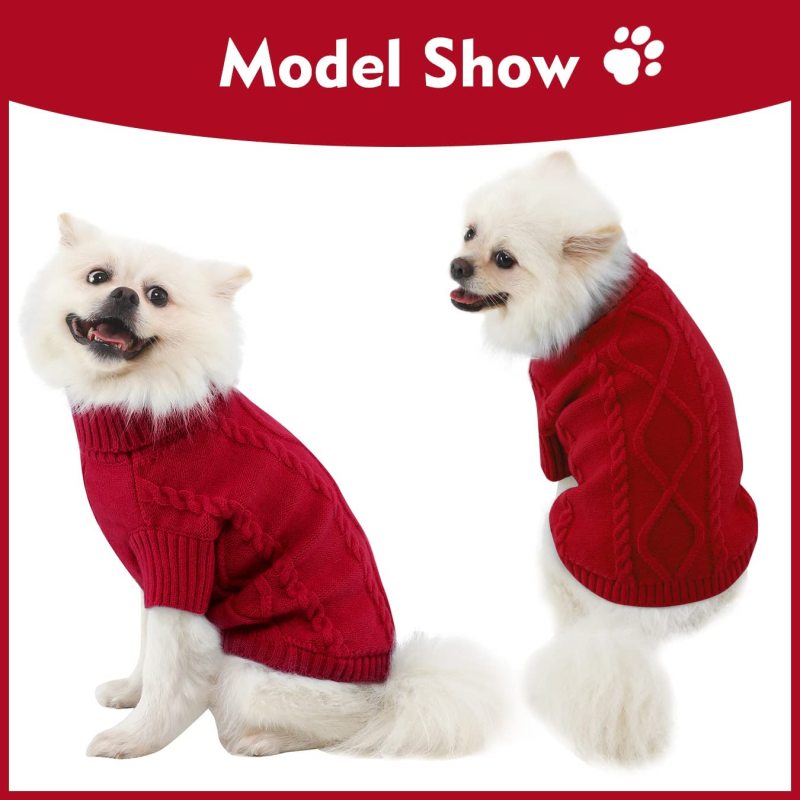 Suéter de invierno para perros, ropa para cachorros, suéter cálido de lana para gatos, abrigos para perros de cuello alto, suéter clásico de punto, Navidad, vacaciones, mascota A