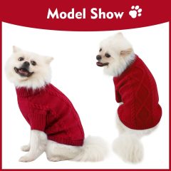 Winter Dog Sweater Puppy Clothes, Warm Fleece Cat Sweater Turtleneck Doggie Coats, Classic Pullover Knit Christmas Holiday Pet A