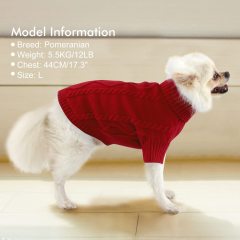 Winter Dog Sweater Puppy Clothes, Warm Fleece Cat Sweater Turtleneck Doggie Coats, Classic Pullover Knit Christmas Holiday Pet A