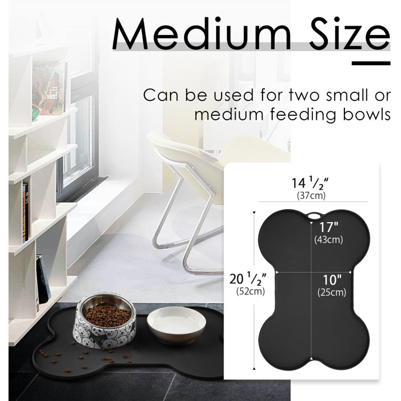 Water Pet Eating Place mat Non Spill Cat Food Mats for Floors Waterproof Silicone Dog Bowl