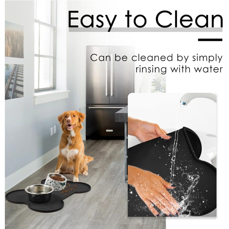 Water Pet Eating Place mat Non Spill Cat Food Mats for Floors Waterproof Silicone Dog Bowl