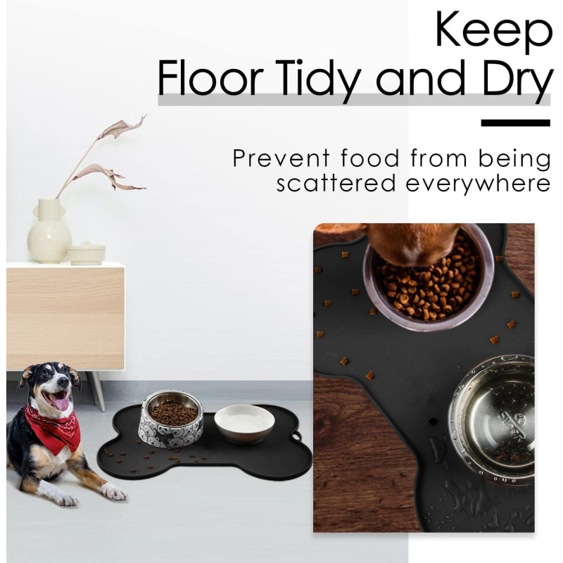 Water Pet Eating Place mat Non Spill Cat Food Mats for Floors Waterproof Silicone Dog Bowl