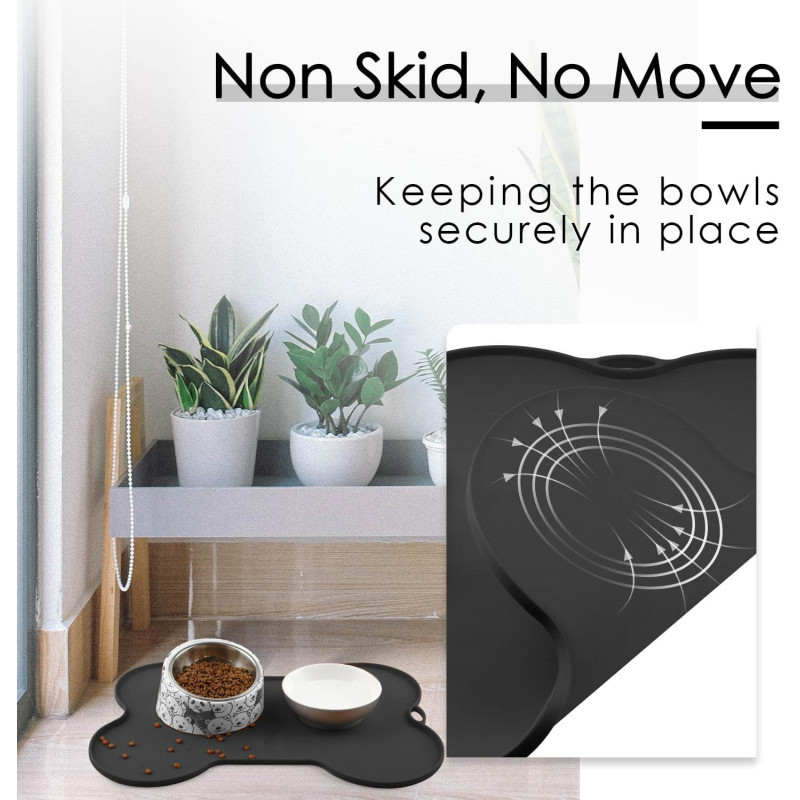 Water Pet Eating Place mat Non Spill Cat Food Mats for Floors Waterproof Silicone Dog Bowl