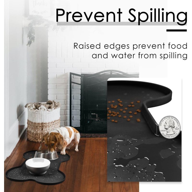 Water Pet Eating Place mat Non Spill Cat Food Mats for Floors Waterproof Silicone Dog Bowl