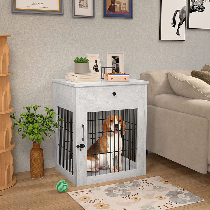 Large Drawer Pet Kennels Side Table Bed Nightstand Use