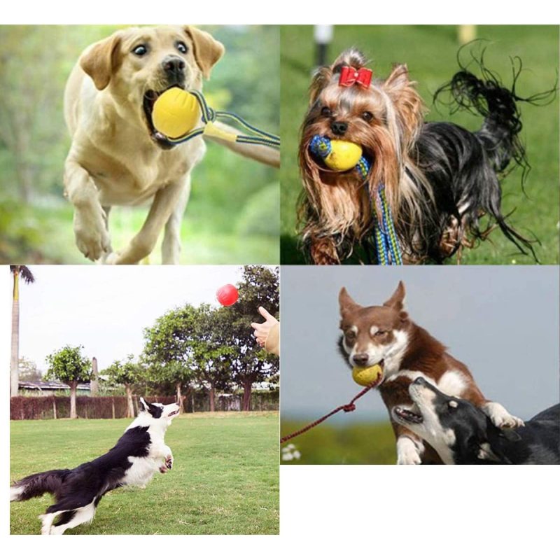 Dog Pet Rope Ball, EVA Rubber Ball on a Rope Dog Toy can Floats in Water, for Interactive Pet Chewing Training Working