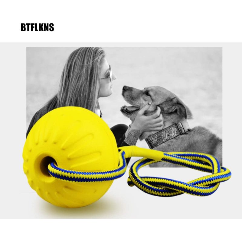 Dog Pet Rope Ball, EVA Rubber Ball on a Rope Dog Toy can Floats in Water, for Interactive Pet Chewing Training Working