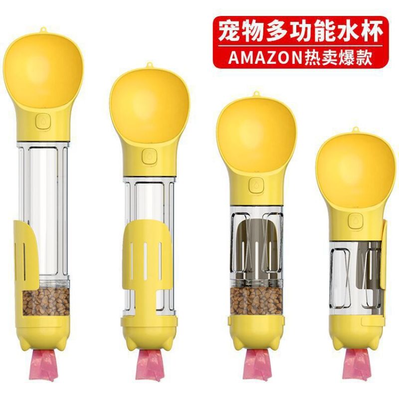 Manufacturer Food Grade Leak Proof Portable Pet Travel Water Bottle With Food Stock and Poop Bag Dispenser