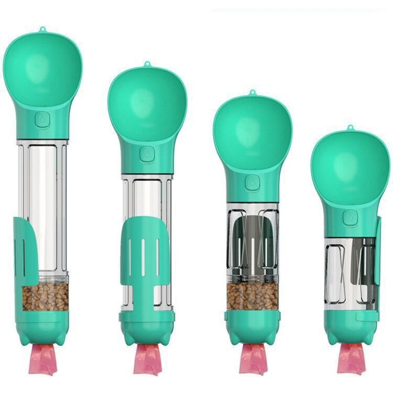 Manufacturer Food Grade Leak Proof Portable Pet Travel Water Bottle With Food Stock and Poop Bag Dispenser