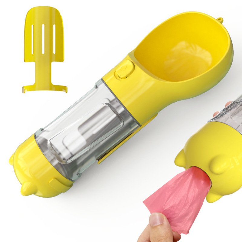 Manufacturer Food Grade Leak Proof Portable Pet Travel Water Bottle With Food Stock and Poop Bag Dispenser