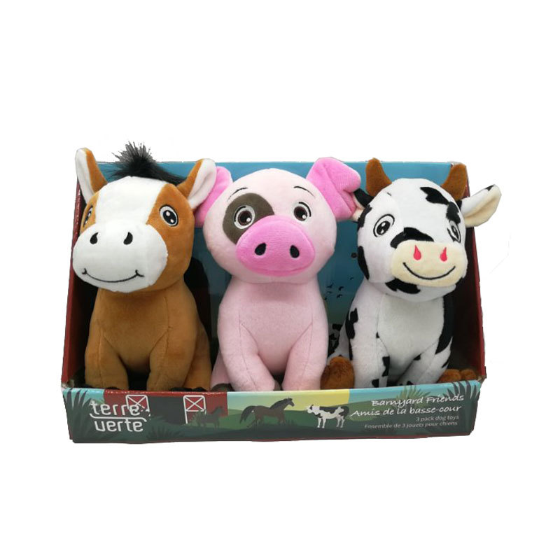 Farmyard Plush Dog Toy Set pet dog Penguin Bear Chew Toy