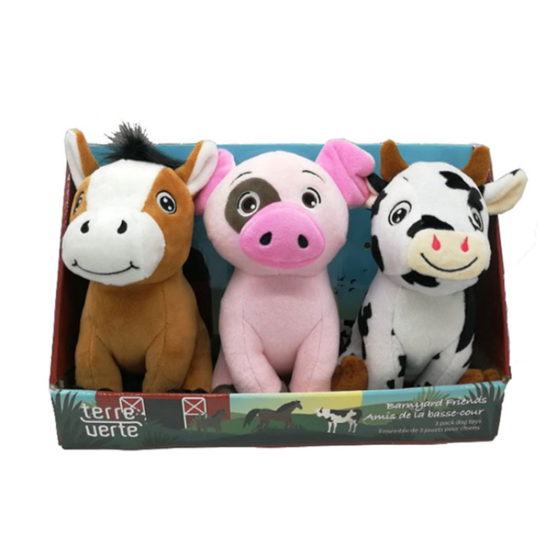 Farmyard Plush Dog Toy Set pet dog Penguin Bear Chew Toy