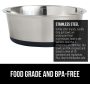 Quiet Pet Stainless Steel Metal Dog Bowl of Rubber Base for Cats and Dogs