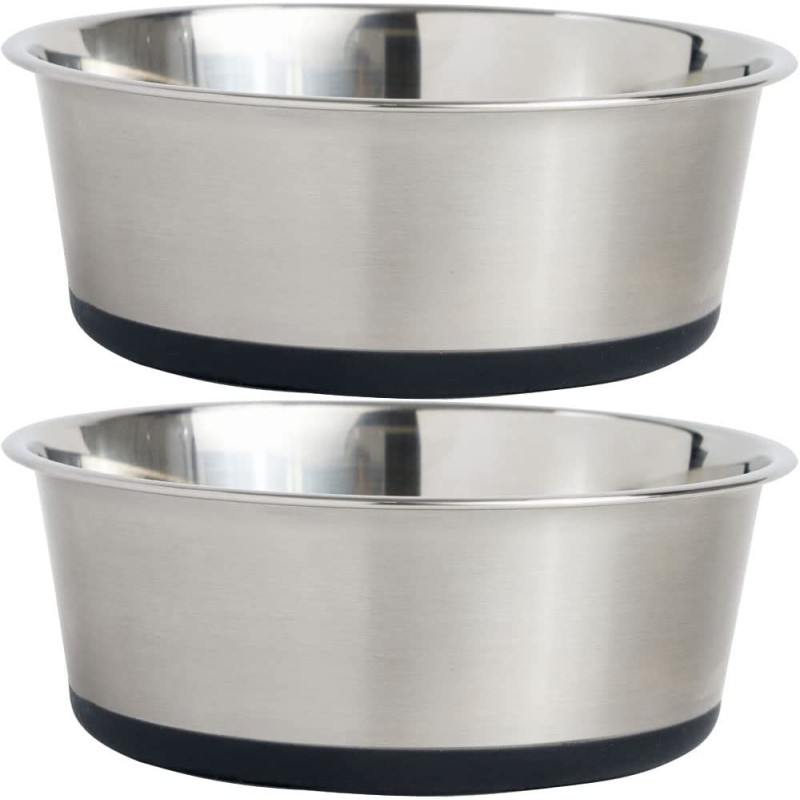 Quiet Pet Stainless Steel Metal Dog Bowl of Rubber Base for Cats and Dogs