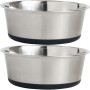 Quiet Pet Stainless Steel Metal Dog Bowl of Rubber Base for Cats and Dogs