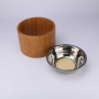 Stylish Design Removable Bamboo base Stainless Steel Insert Dishwasher Safe Food or Water Dog Bowl