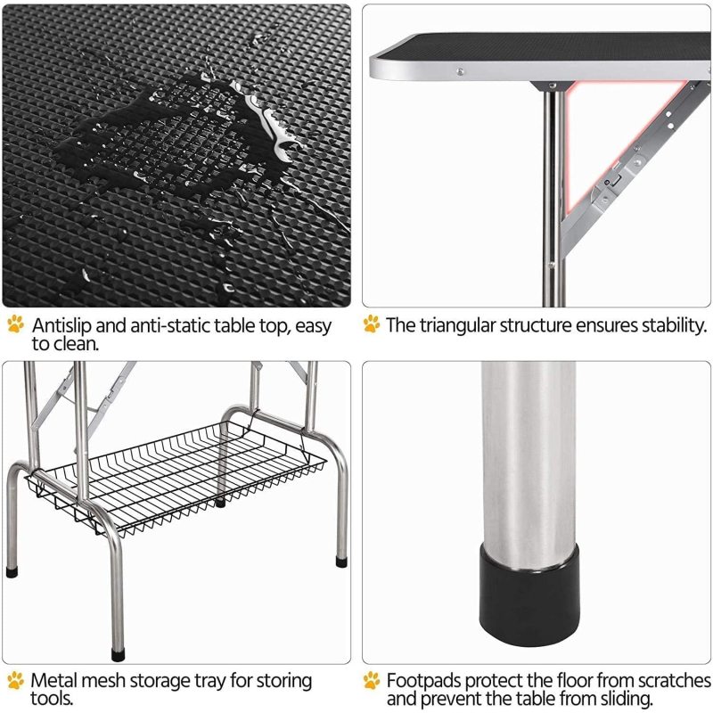 Dog Pet Grooming Table for Large Dogs Adjustable Height Heavy Duty Portable Trimming Drying Table