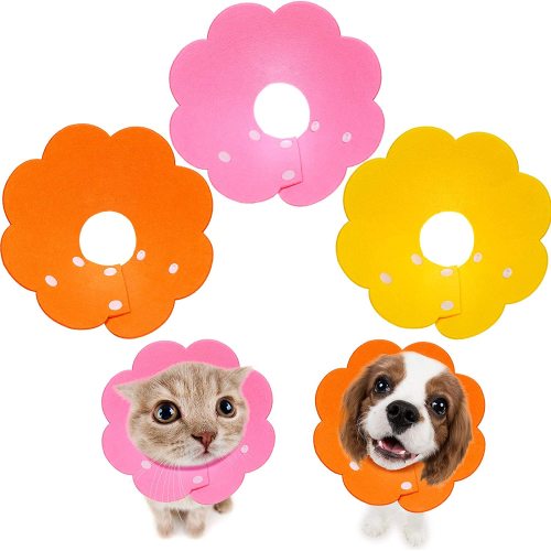 Cat Recovery Collar Adjustable Sun Flower Neck Cat Cone Collar for Kitten Cats Prevent from Biting Scratching
