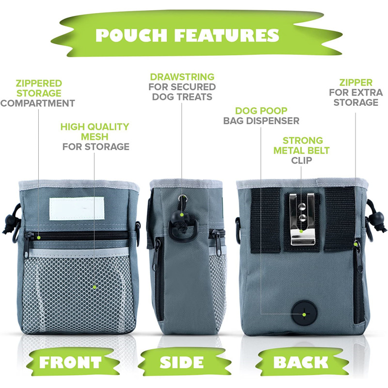 Dog Treat Training Pouch Easily Carries Pet Toys, Kibble, Treats  Built-In Poop Bag Dispenser