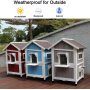Pet House With Windows Pet Cabin Wooden Cat House Pet Nest Outdoor Kitty Shelter Weatherproof Cat Cave Two Floors Cat Condo