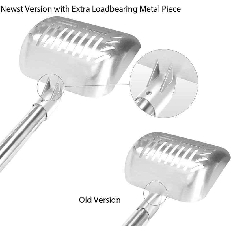 Metal Cat Litter Scoop with Deep Shovel&Long Handle,Detachable Stainless Steel Non-Stick Litter Sifter with Foam Padded Grip