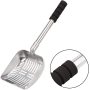 Metal Cat Litter Scoop with Deep Shovel&Long Handle,Detachable Stainless Steel Non-Stick Litter Sifter with Foam Padded Grip