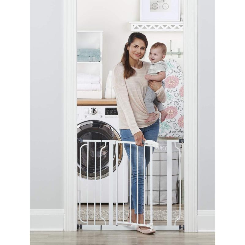 Easy Step 38.5-Inch Extra Wide Walk Thru Baby Gate, Includes 6-Inch Extension Kit, 4 Pack Pressure Mount Kit, 4 Pack Wall Cups a