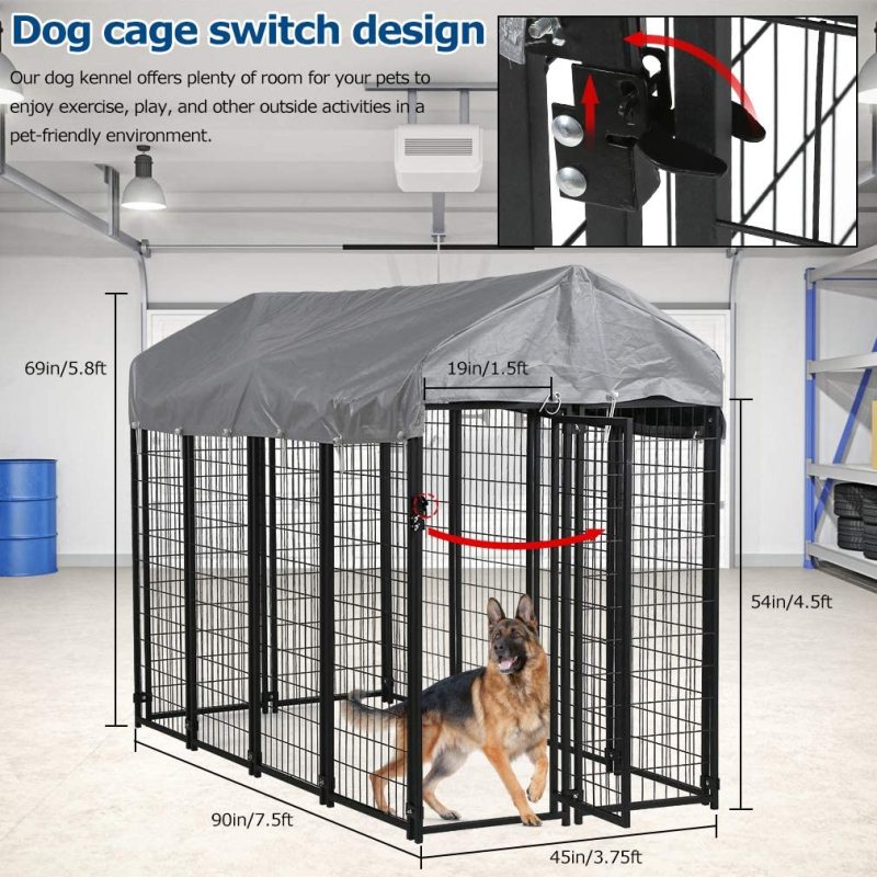 UV Protection Outdoor Metal Crate Kennel Waterproof Cover and Roof