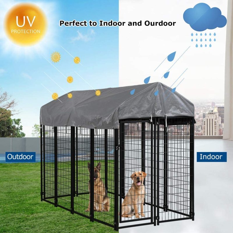 UV Protection Outdoor Metal Crate Kennel Waterproof Cover and Roof