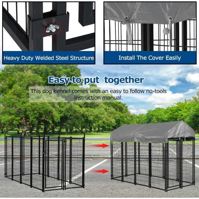 UV Protection Outdoor Metal Crate Kennel Waterproof Cover and Roof