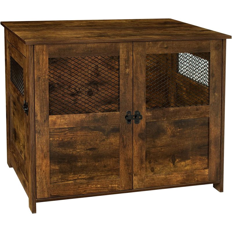 Indoor Decorative Wooden Dog Kennel with Lockable Doors