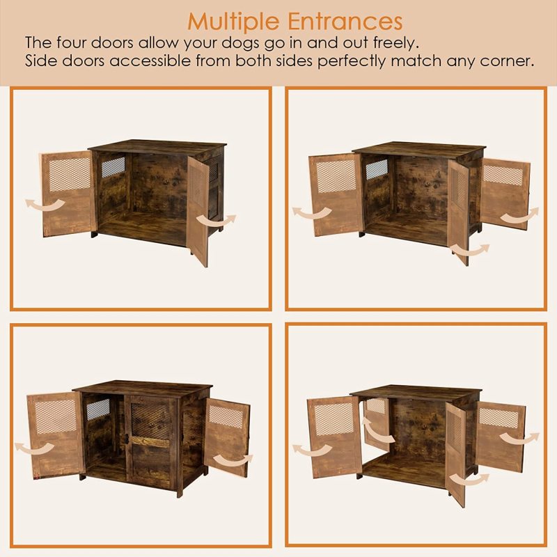 Indoor Decorative Wooden Dog Kennel with Lockable Doors