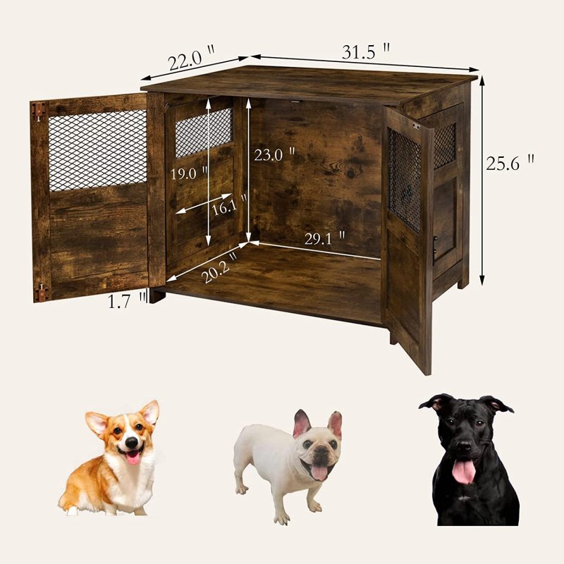 Indoor Decorative Wooden Dog Kennel with Lockable Doors