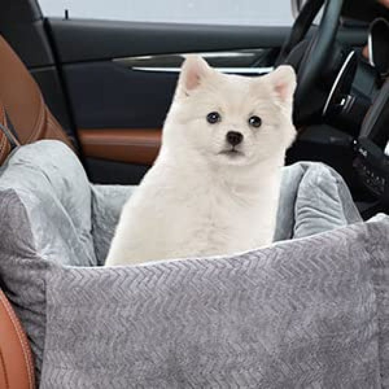 Pet Booster Seat Ultra Soft Car Travel Bed with Built-in Leash and Side Pocket, Washable Car Safety Seats