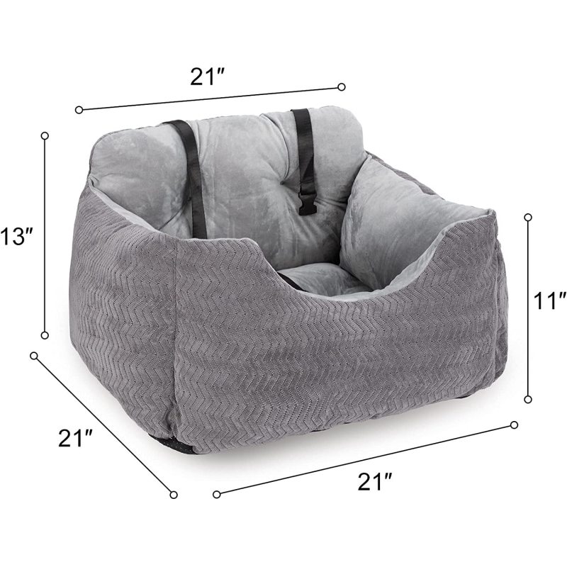 Pet Booster Seat Ultra Soft Car Travel Bed with Built-in Leash and Side Pocket, Washable Car Safety Seats
