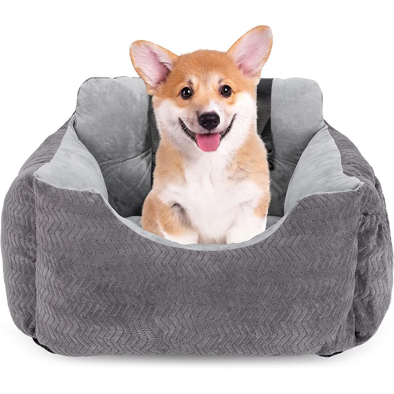 Pet Booster Seat Ultra Soft Car Travel Bed with Built-in Leash and Side Pocket, Washable Car Safety Seats