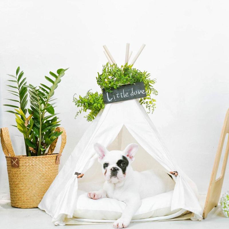 Portable Pet dog tent teepee Dog Bed Infolded Tent with Cushion Blackboard dog tent house