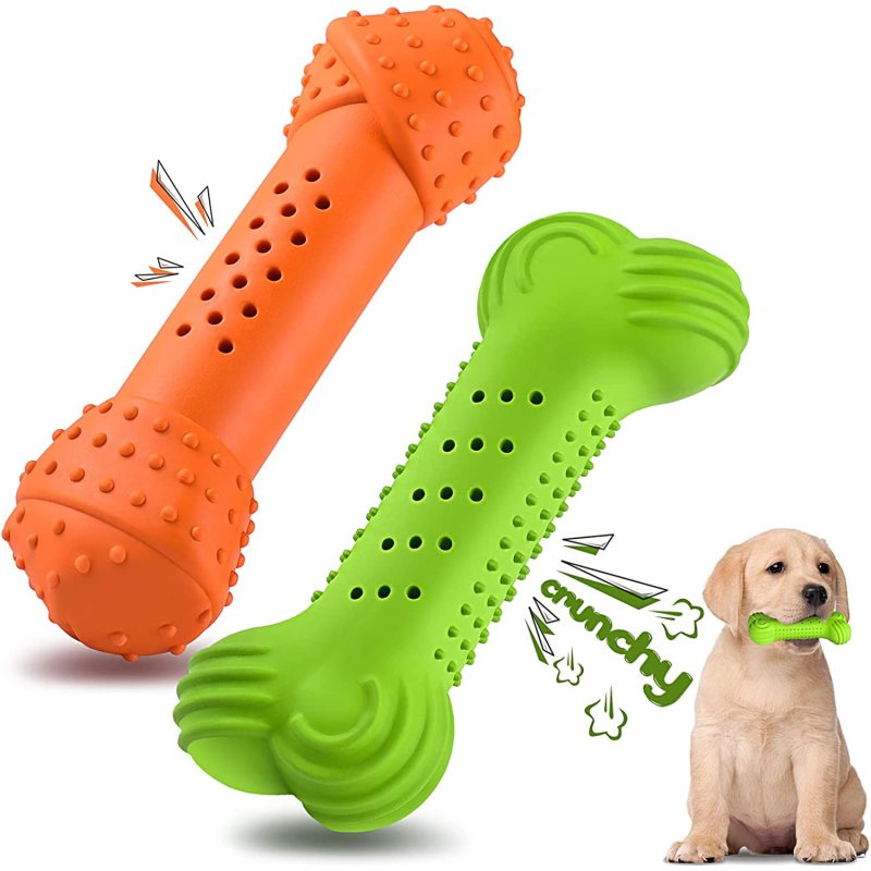Puppy Chew Toys, Durable Dog Bones Dog Chew Toys for Teething, Tough Puppy Teething Toys with Natural Rubber