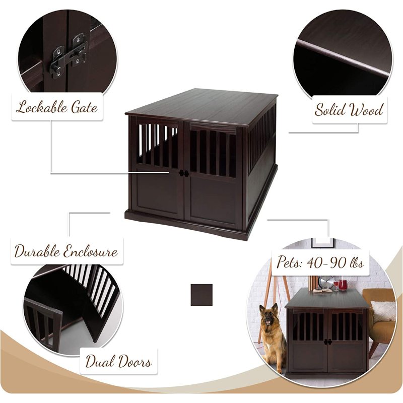 Pet Crate With Wooden Extra Large End Table