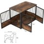 Decorative Tall Wooden Metal Kennel Pet Cage House Indoor with Sturdy Locks for Medium Pet