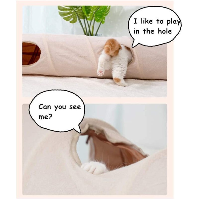 Durable Suede Fabric Cat Tunnel with Ball and Hole For Cats and Rabbits