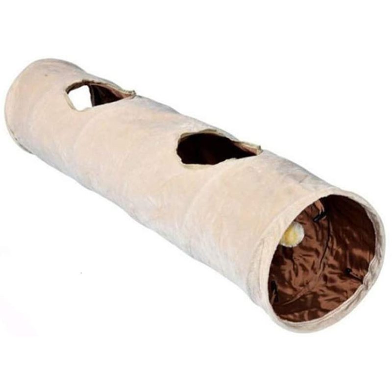 Durable Suede Fabric Cat Tunnel with Ball and Hole For Cats and Rabbits