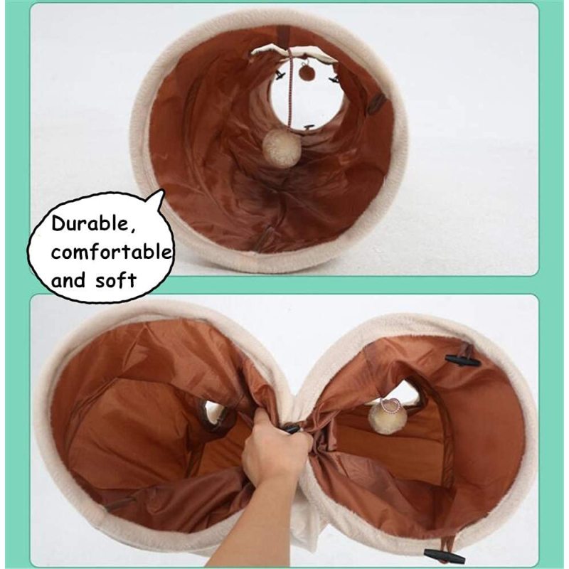 Durable Suede Fabric Cat Tunnel with Ball and Hole For Cats and Rabbits