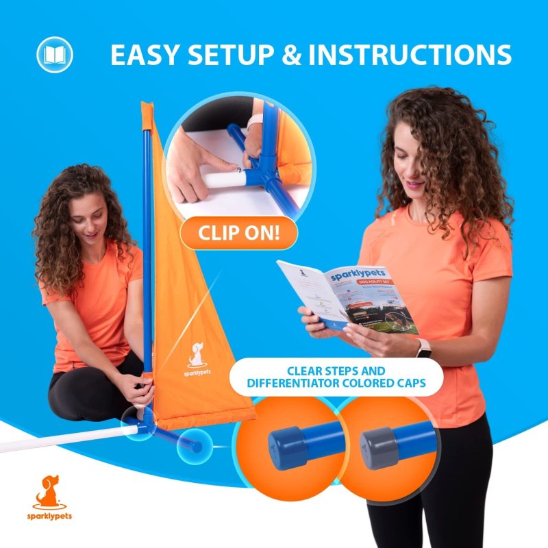 Complete Outdoor Dog Agility Training Equipment Course with Weave Poles Pause Box Tunnel