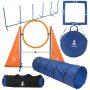 Complete Outdoor Dog Agility Training Equipment Course with Weave Poles Pause Box Tunnel