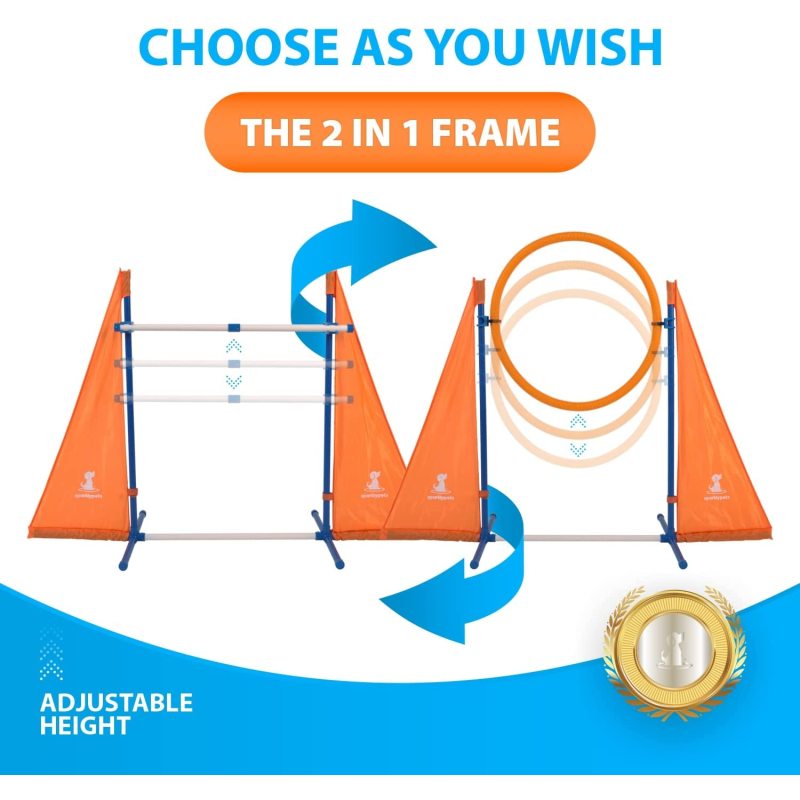 Complete Outdoor Dog Agility Training Equipment Course with Weave Poles Pause Box Tunnel