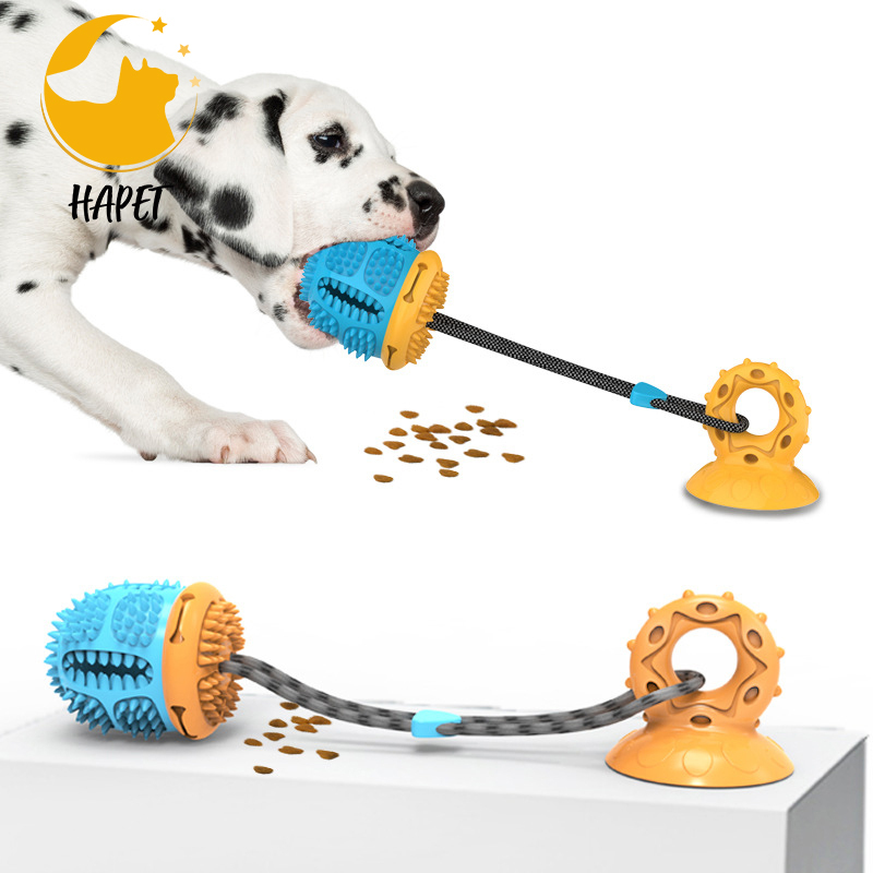 Dog Chew Toy with Suction Cup for Aggressive Chewers Puppy Training Treats Food Dispensing Toothbrush