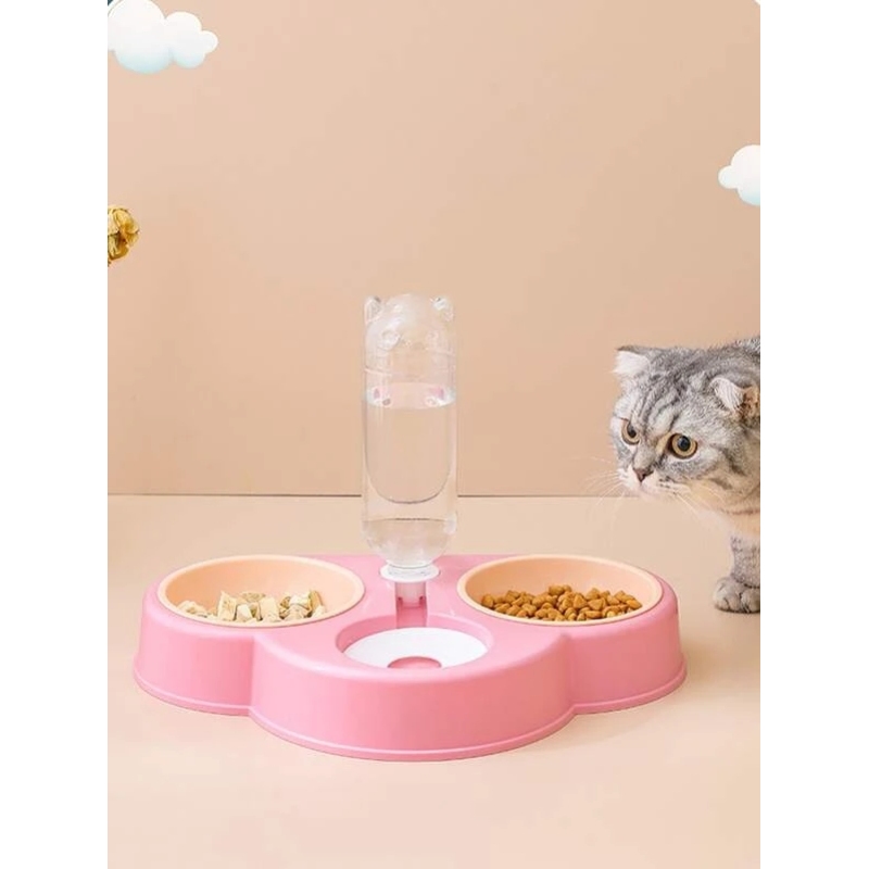 Novel cat Cloud three Bowls Neck Guard Pet Feeder Automatic water dispenser pet dog food bowl