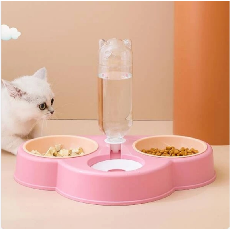Novel cat Cloud three Bowls Neck Guard Pet Feeder Automatic water dispenser pet dog food bowl
